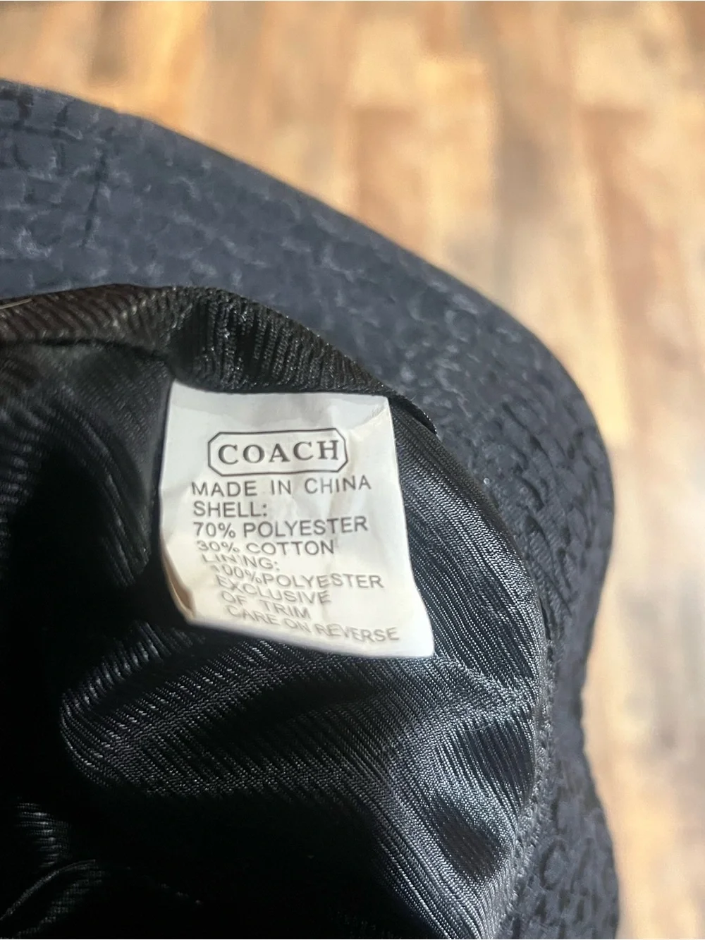 Coach Black Signature-Print Bucket Hat with Chain Accent